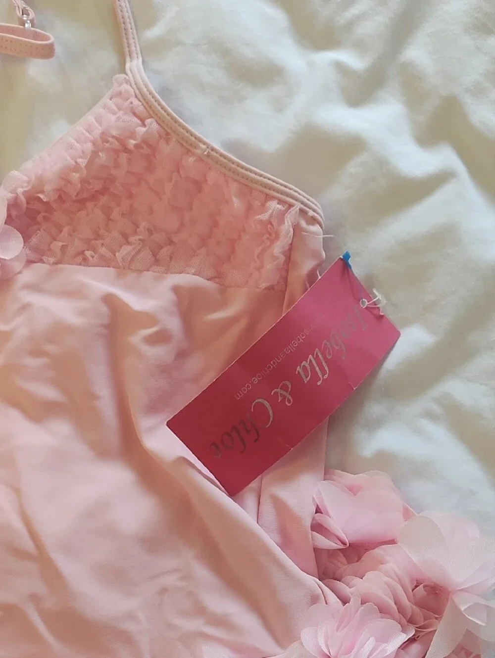 Isobella & Chloe Pale Pink Floral Ruffle Halter One-Piece Bodysuit